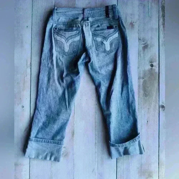 Zanadi Jeans Denim Cuffed Capris Embroidered Women's Size  1 - Picture 5 of 7